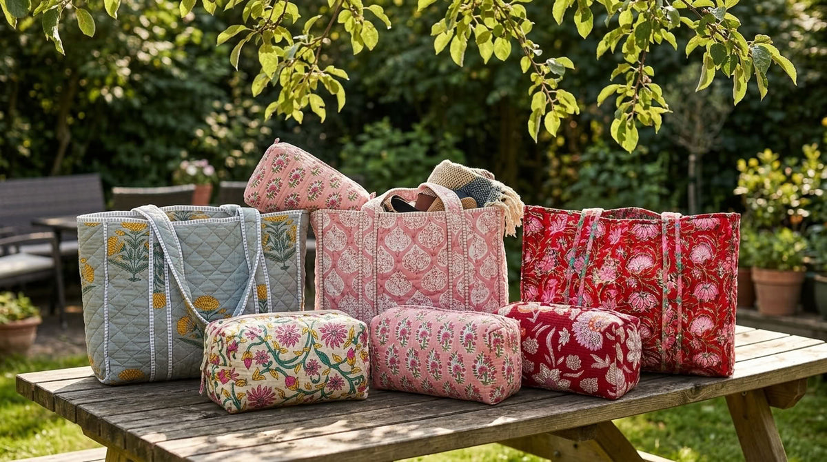 The Mélange - Hand-block Printed Quilted Cotton Tote