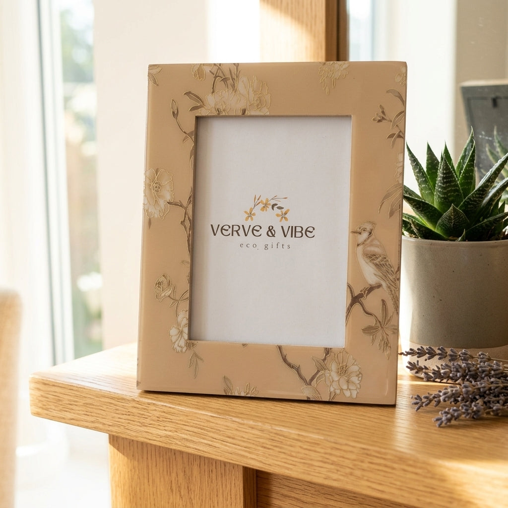 Gilded Latte - Luxe Gold Foil Accent, Handcrafted Wood Photo Frame