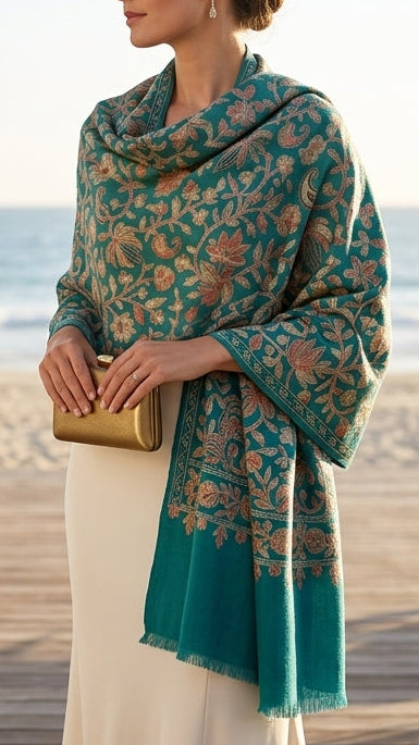 Heritage Nalki - Fine Cashmere Wool Shawl with Intricate Silk Embroidery