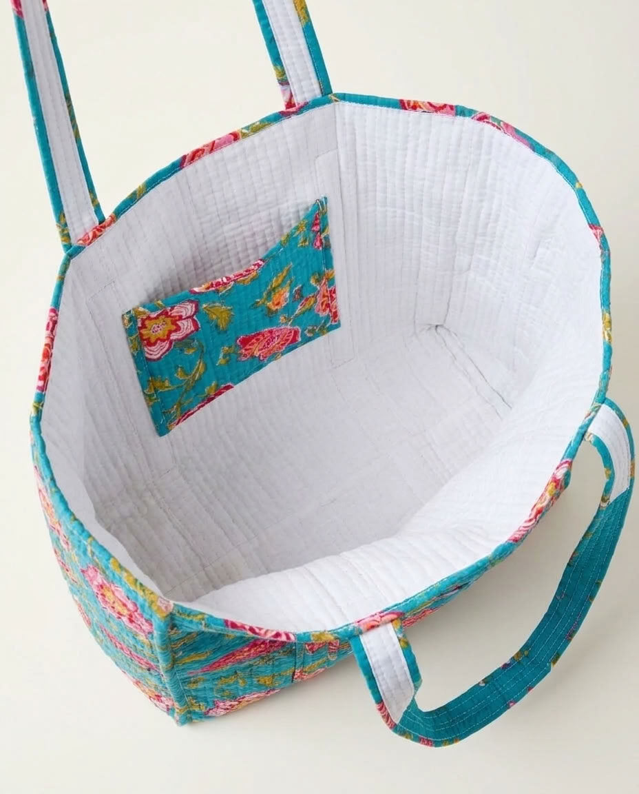 The Mélange - Hand-block Printed Quilted Cotton Tote
