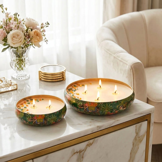 Emerald Glow - Luxe Soy Candle in Handcrafted Metal Urli Bowl