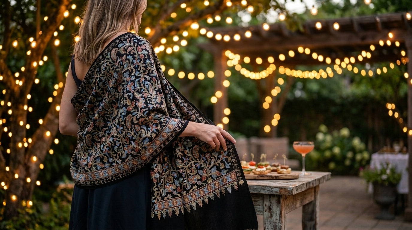 Heritage Nalki - Fine Cashmere Wool Shawl with Intricate Silk Embroidery