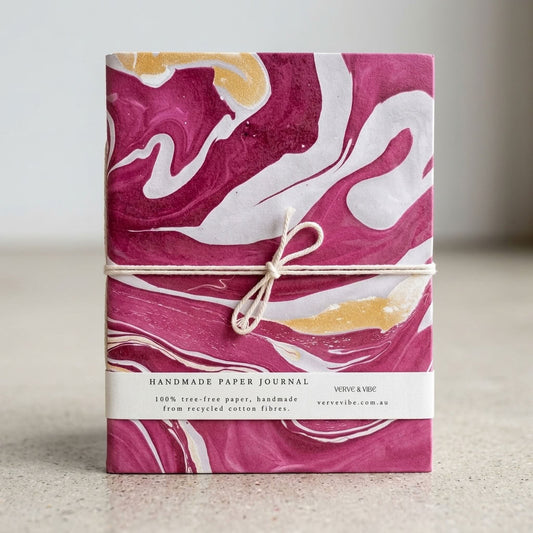 Raspberry Rouge - Marbled Cover, Handmade Journal & Notebook