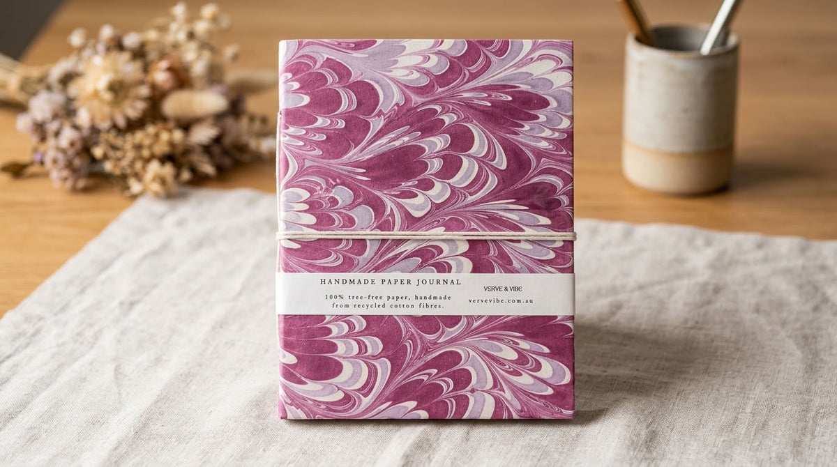 Dreamy Rosalie - Marbled Cover, Handmade Journal & Notebook