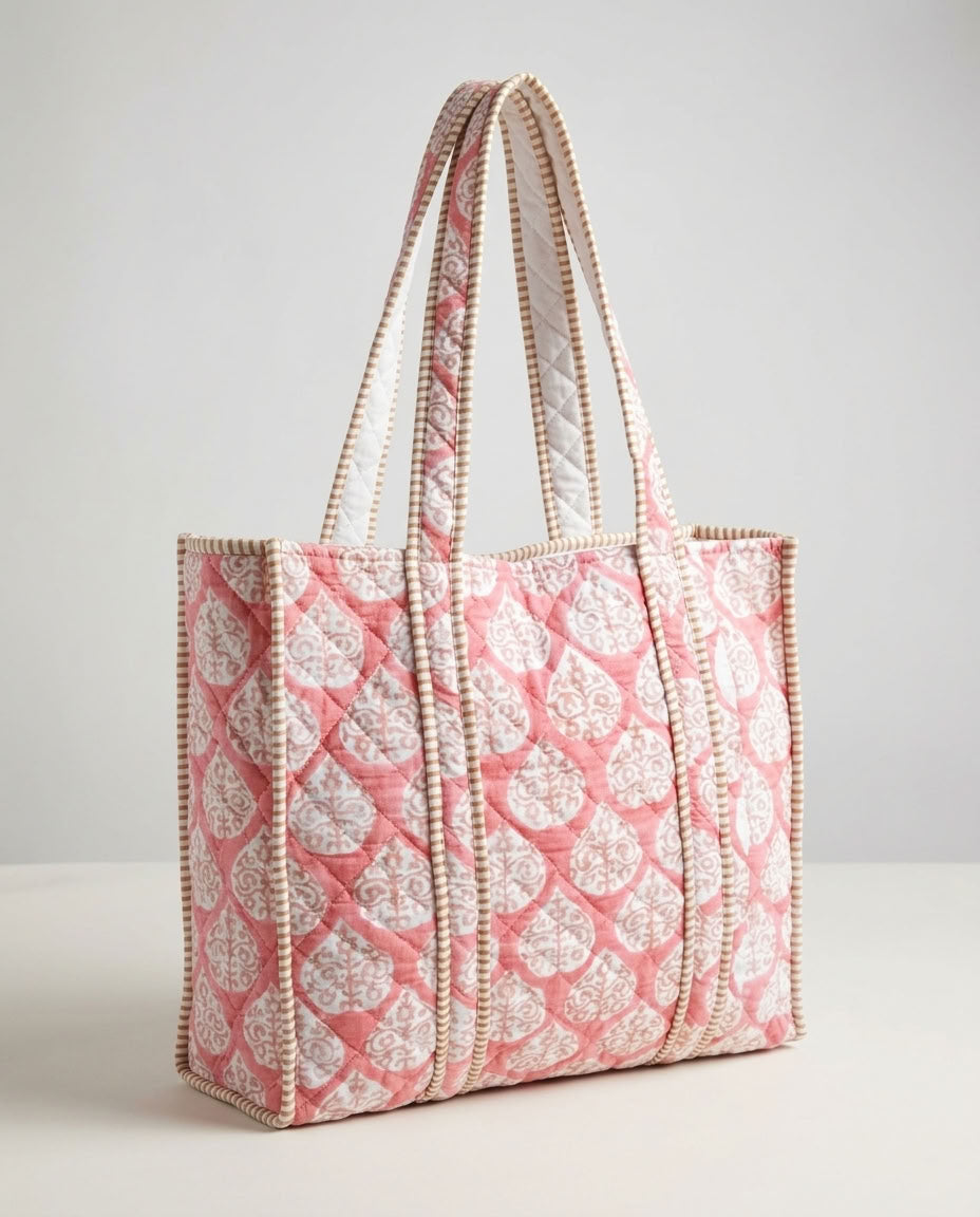 The Mélange - Hand-block Printed Quilted Cotton Tote