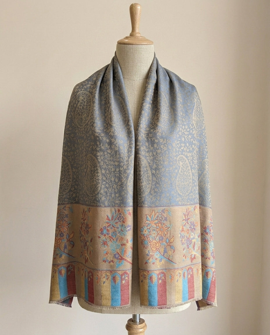 Ambi Motif - Soft Shawl with Intricate Floral Motifs in Jacquard Weave