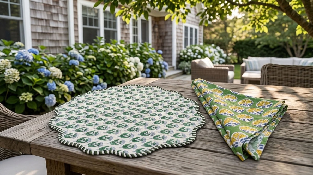 Daffodil Garden - Hand-block Printed, Soft Cotton Napkins
