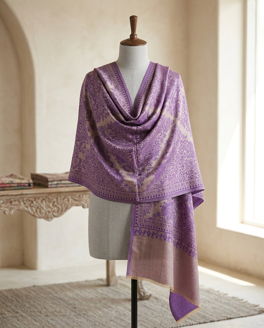 Elegant Naira - Reversible Shawl with Intricate Jacquard Kani Weave