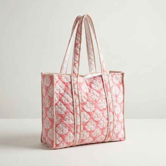 The Mélange - Hand-block Printed Quilted Cotton Tote
