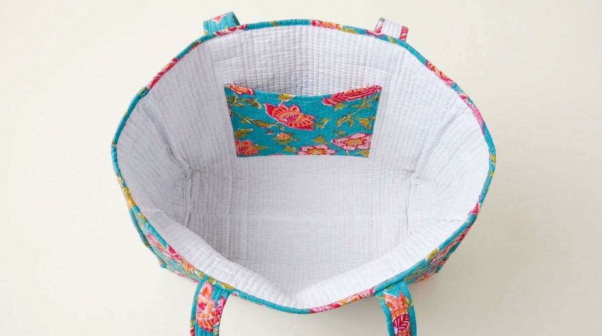 The Mélange - Hand-block Printed Quilted Cotton Tote