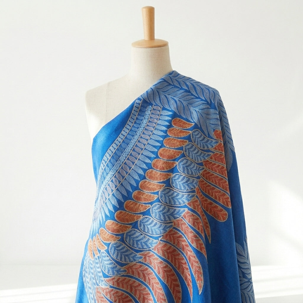 Eclectic Cashmira - Fine Cashmere Wool Shawl with Intricate Silk Embroidery