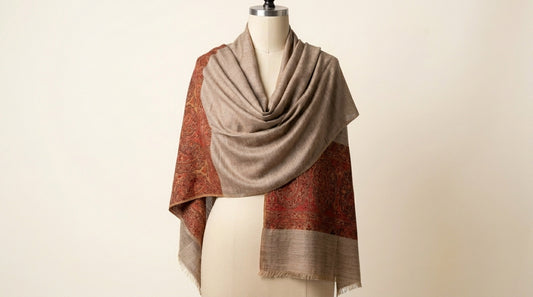 Graceful Amara - Fine Cashmere Wool Shawl with Jacquard Weave
