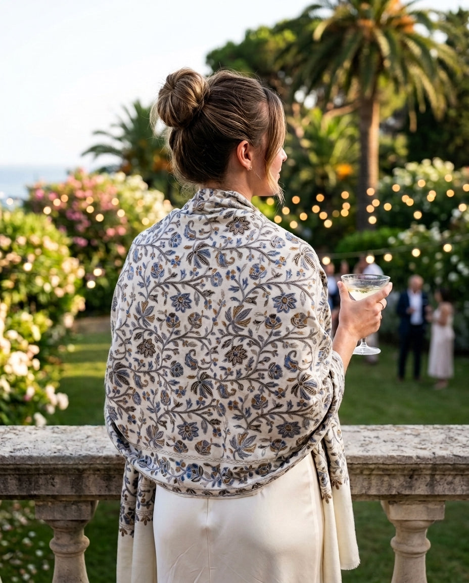 Heritage Nalki - Fine Cashmere Wool Shawl with Intricate Silk Embroidery
