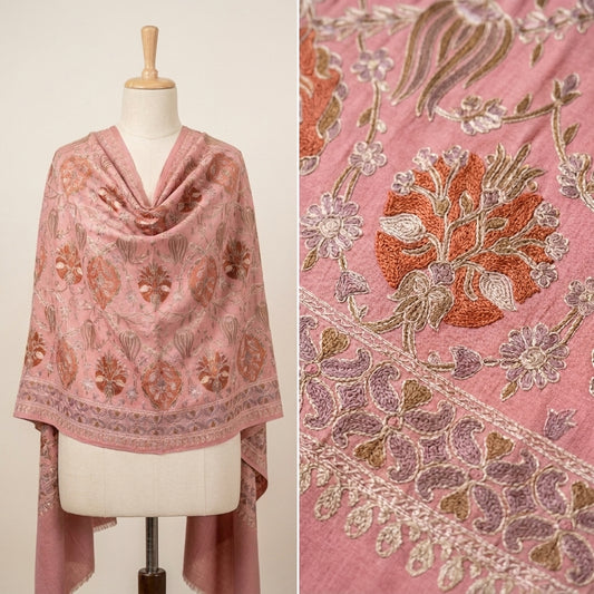Heritage Nalki - Fine Cashmere Wool Shawl with Intricate Silk Embroidery