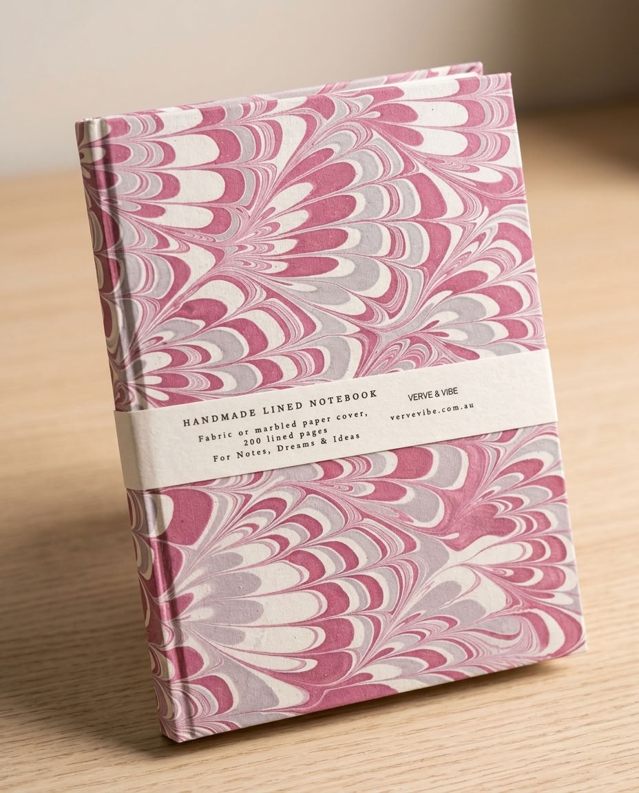 Dreamy Rosalie - Marbled Cover, Handmade Journal & Notebook