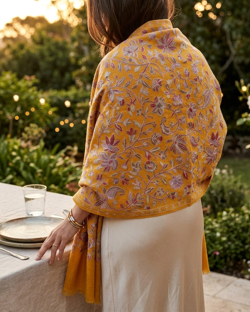 Heritage Nalki - Fine Cashmere Wool Shawl with Intricate Silk Embroidery