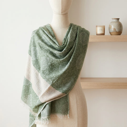 Elegant Eira - Fine Cashmere Wool Shawl with Jacquard Weave