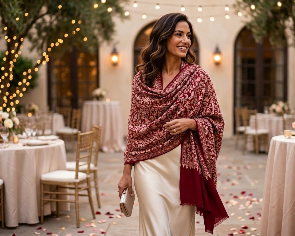 Heritage Nalki - Fine Cashmere Wool Shawl with Intricate Silk Embroidery