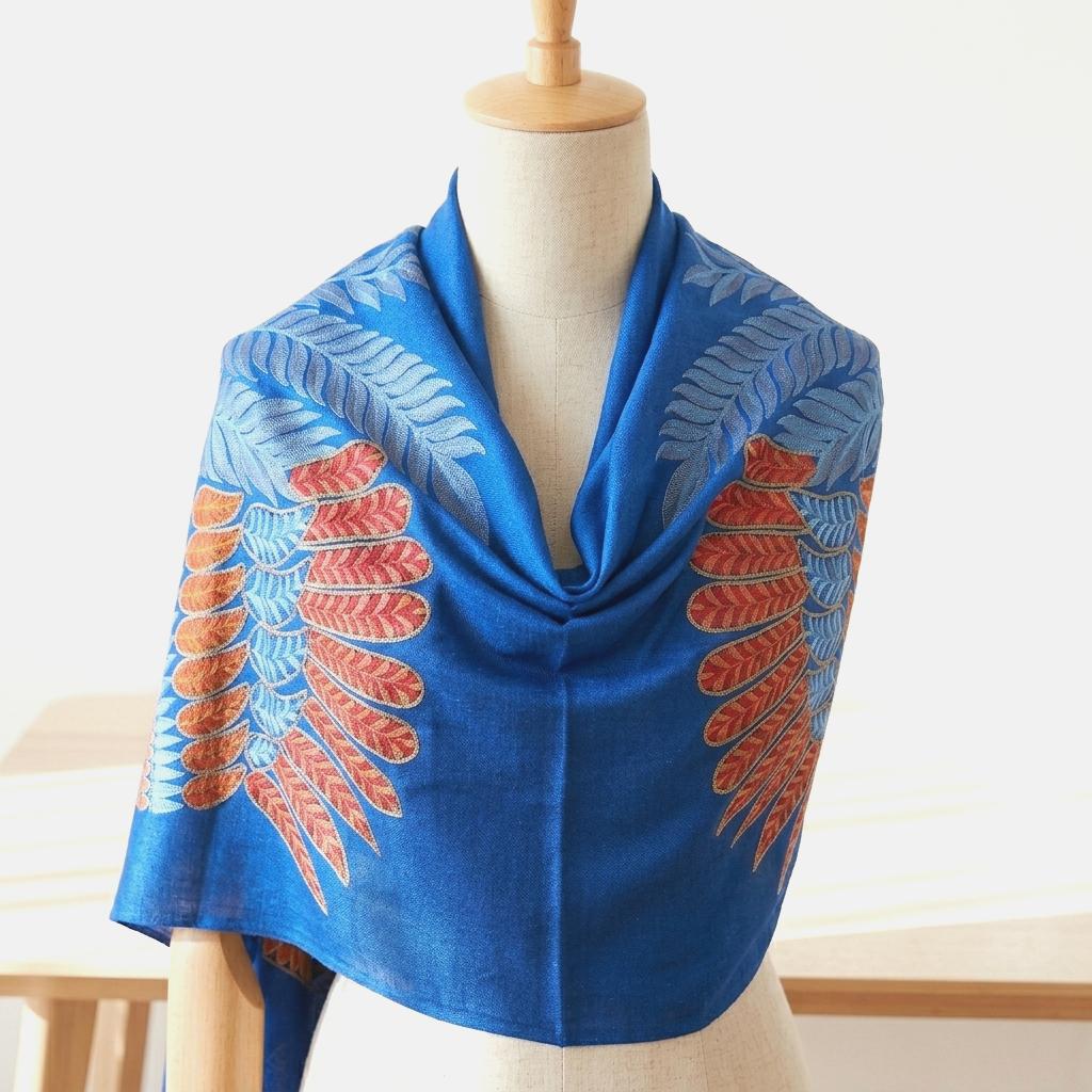Eclectic Cashmira - Fine Cashmere Wool Shawl with Intricate Silk Embroidery