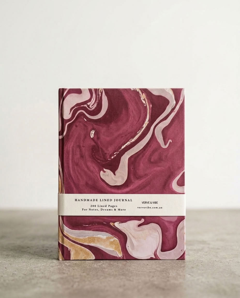Raspberry Rouge - Marbled Cover, Handmade Journal & Notebook