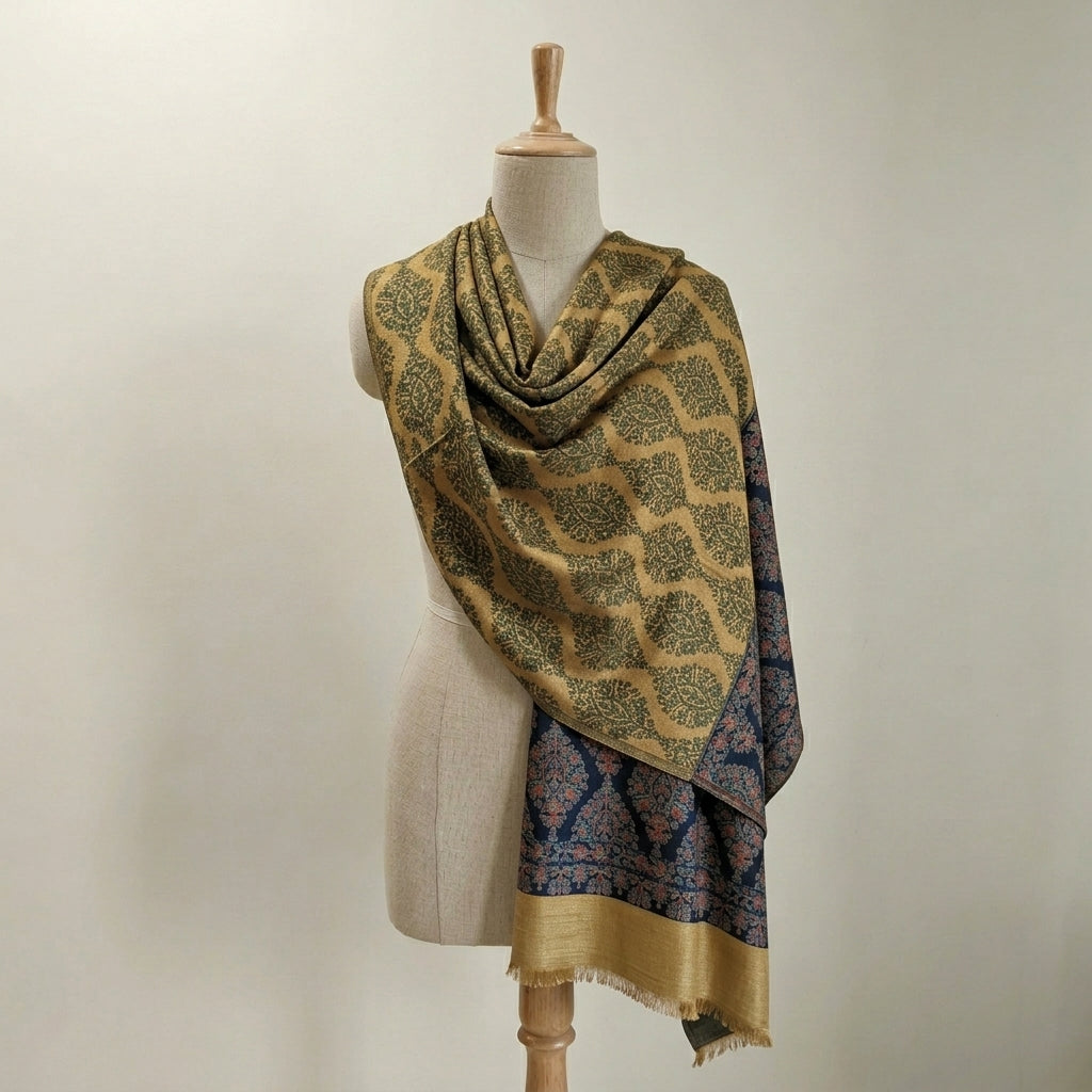 Poshkar Motif - Soft Shawl with Intricate Jacquard Weave