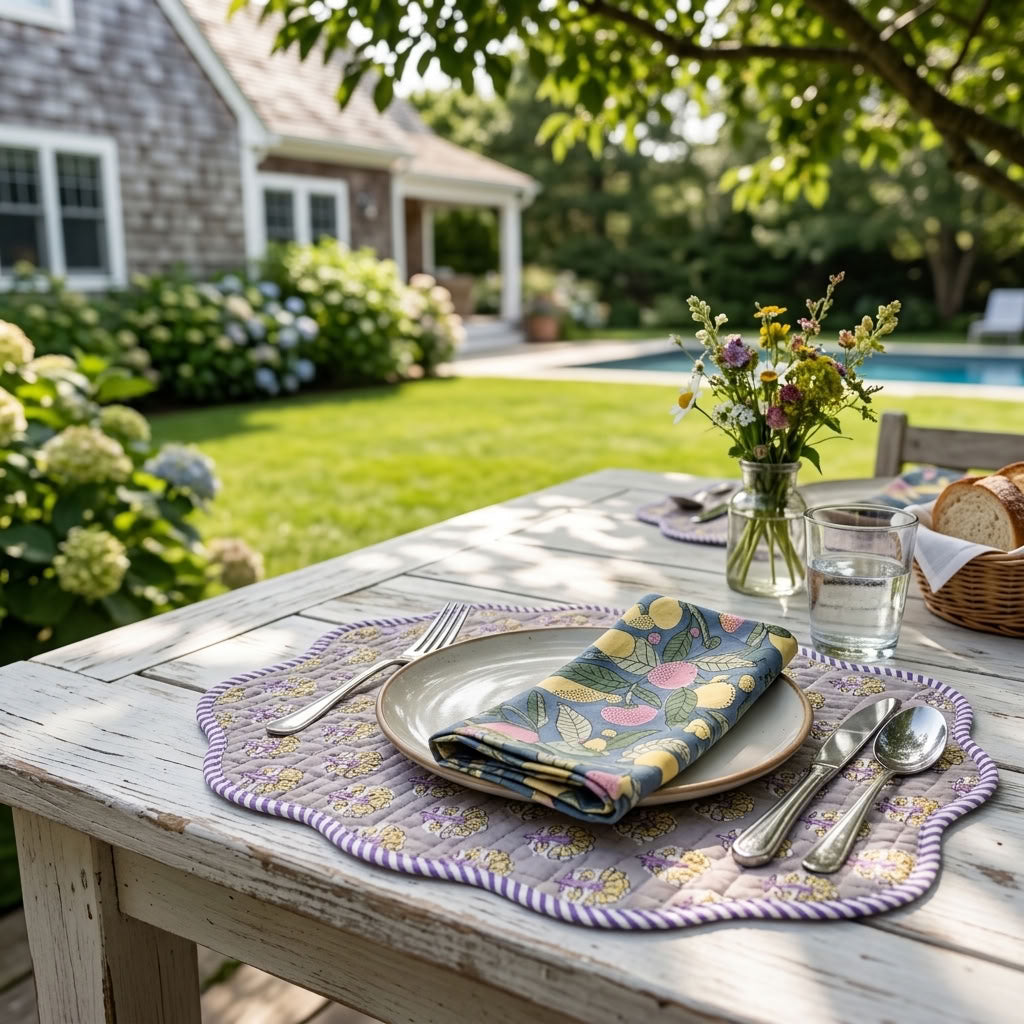 Lemon & Leaf - Hand-block Printed, Soft Cotton Napkins