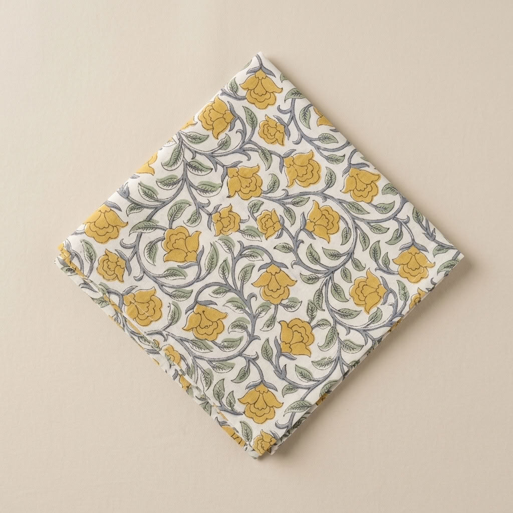 Sunny Parterre - Hand-block Printed, Soft Cotton Napkins