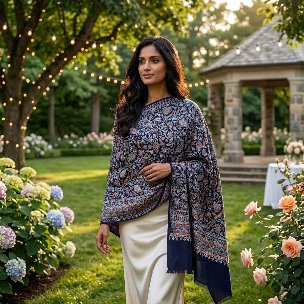 Heritage Nalki - Fine Cashmere Wool Shawl with Intricate Silk Embroidery