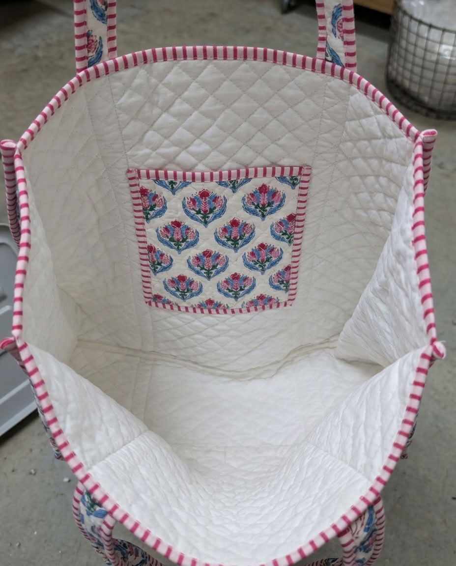 The Mélange - Hand-block Printed Quilted Cotton Tote