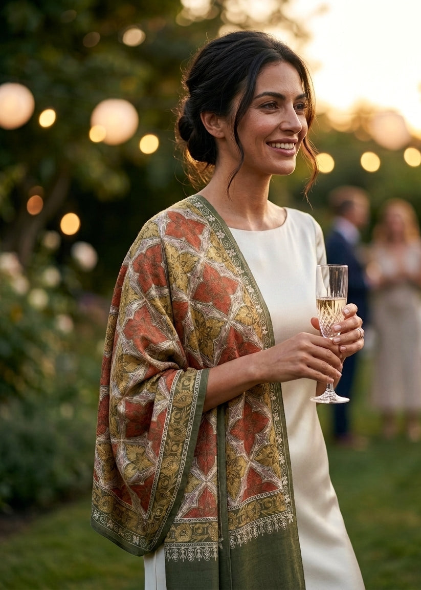 Heritage Nalki - Fine Cashmere Wool Shawl with Intricate Silk Embroidery