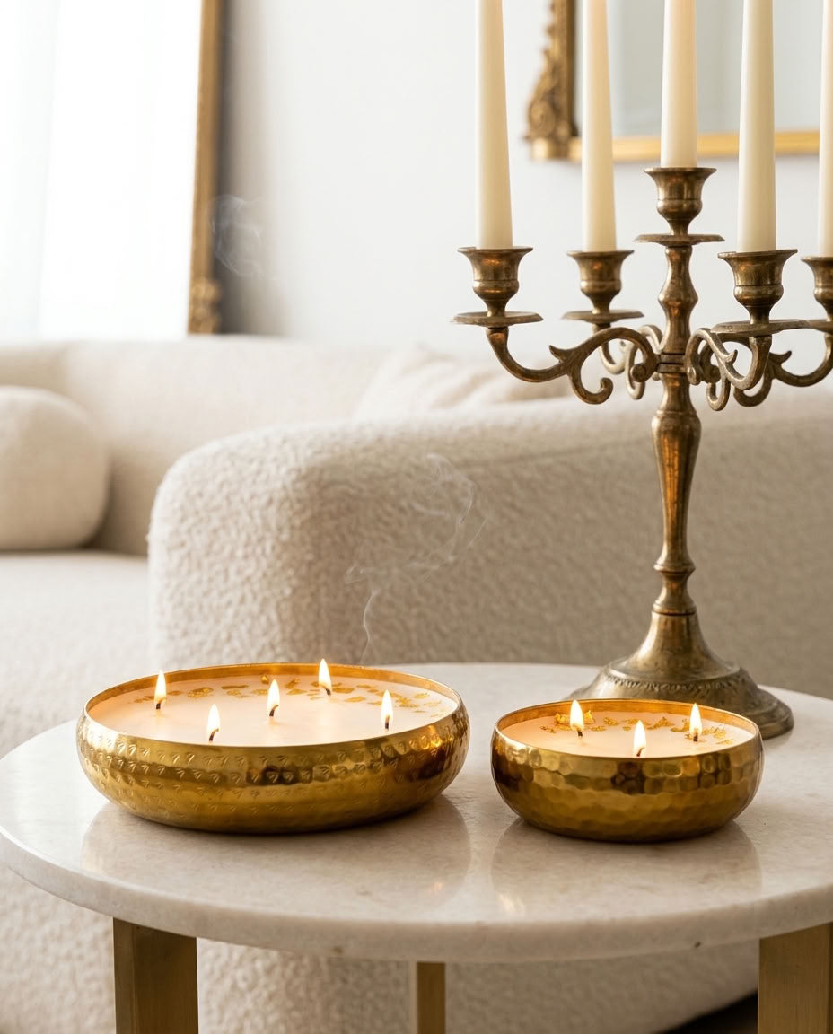 Gold Aura - Luxe Soy Candle in Handcrafted Metal Urli Bowl