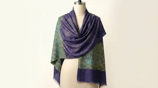 Graceful Amara - Fine Cashmere Wool Shawl with Jacquard Weave