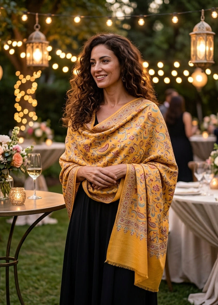 Heritage Nalki - Fine Cashmere Wool Shawl with Intricate Silk Embroidery