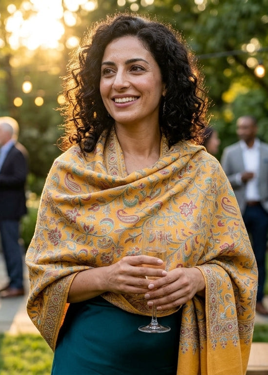 Heritage Nalki - Fine Cashmere Wool Shawl with Intricate Silk Embroidery