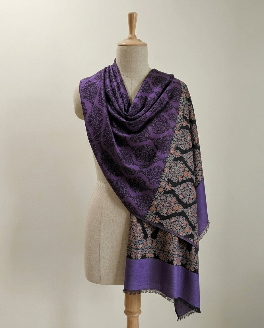 Poshkar Motif - Soft Shawl with Intricate Jacquard Weave