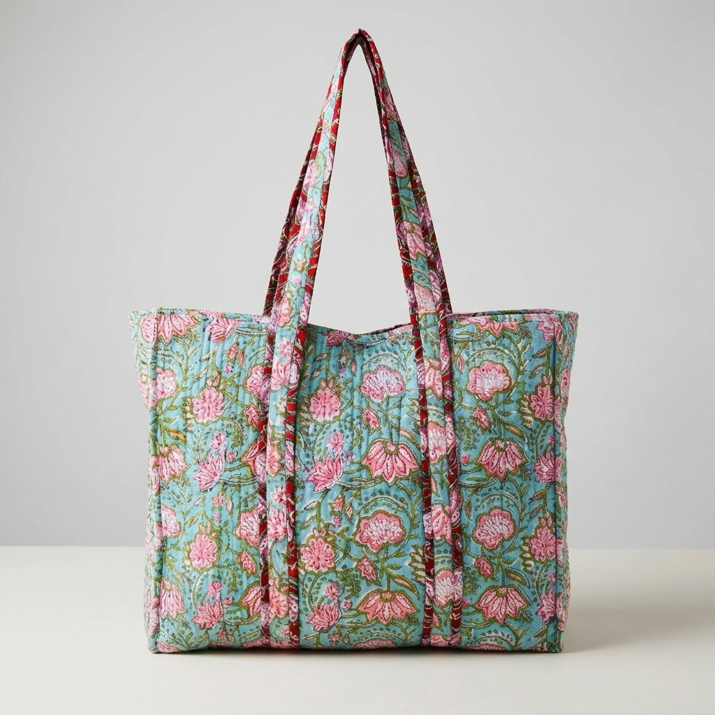 The Mélange - Hand-block Printed Quilted Cotton Tote