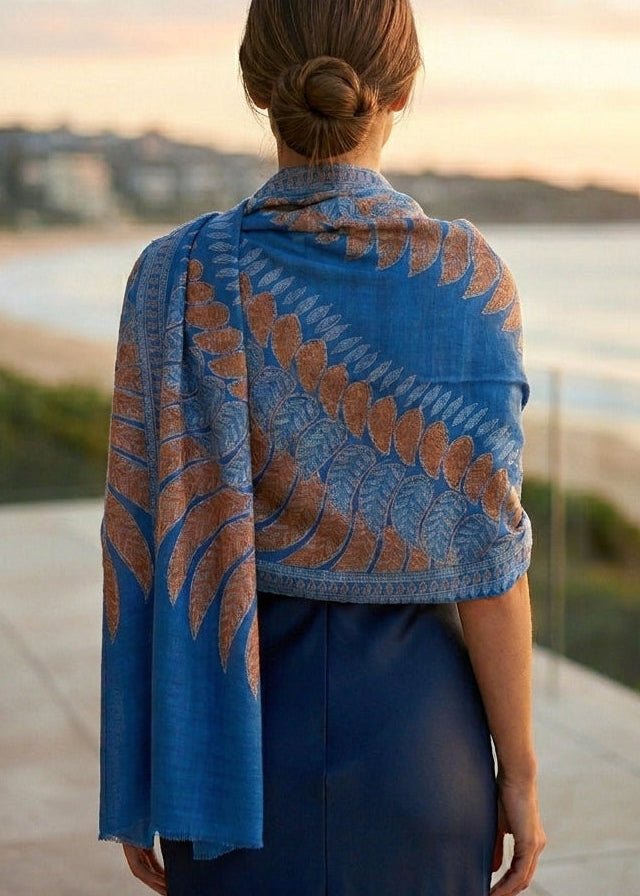 Eclectic Cashmira - Fine Cashmere Wool Shawl with Intricate Silk Embroidery