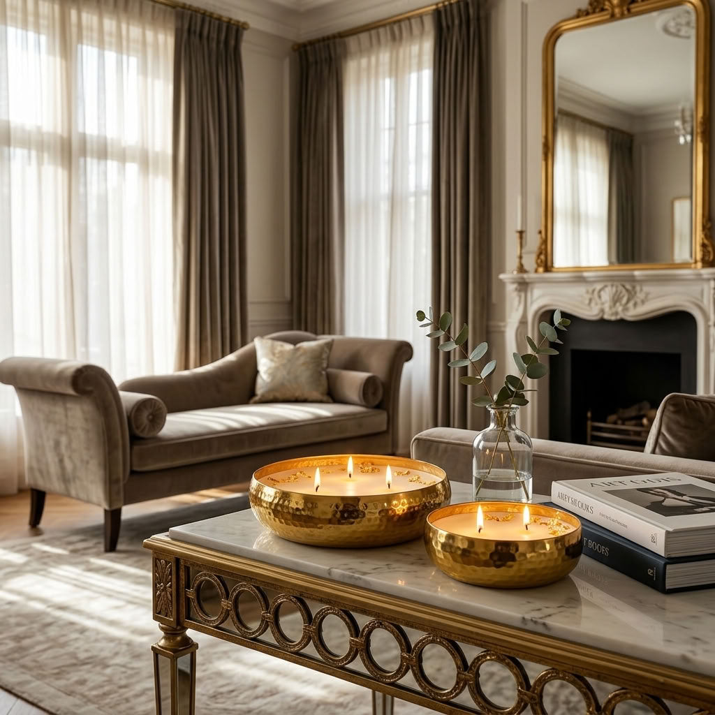 Gold Aura - Luxe Soy Candle in Handcrafted Metal Urli Bowl