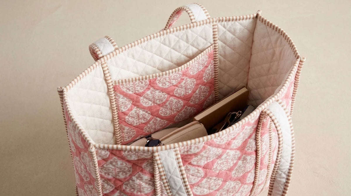 The Mélange - Hand-block Printed Quilted Cotton Tote