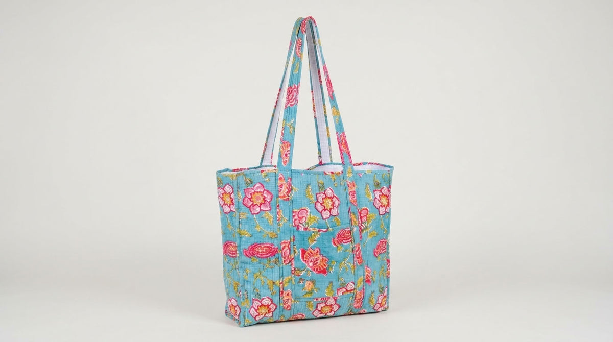 The Mélange - Hand-block Printed Quilted Cotton Tote