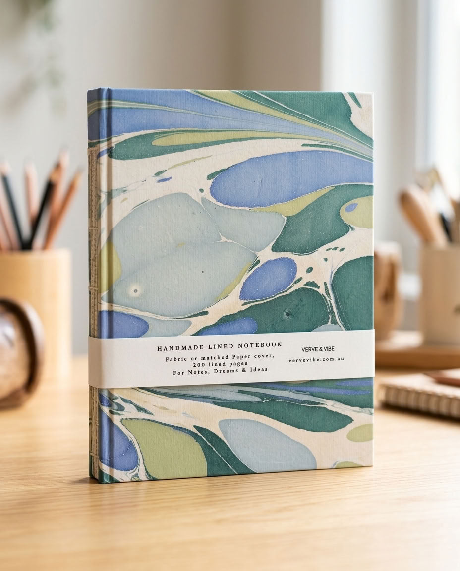 Oceanic Reef - Marbled Cover, Handmade Journal & Notebook