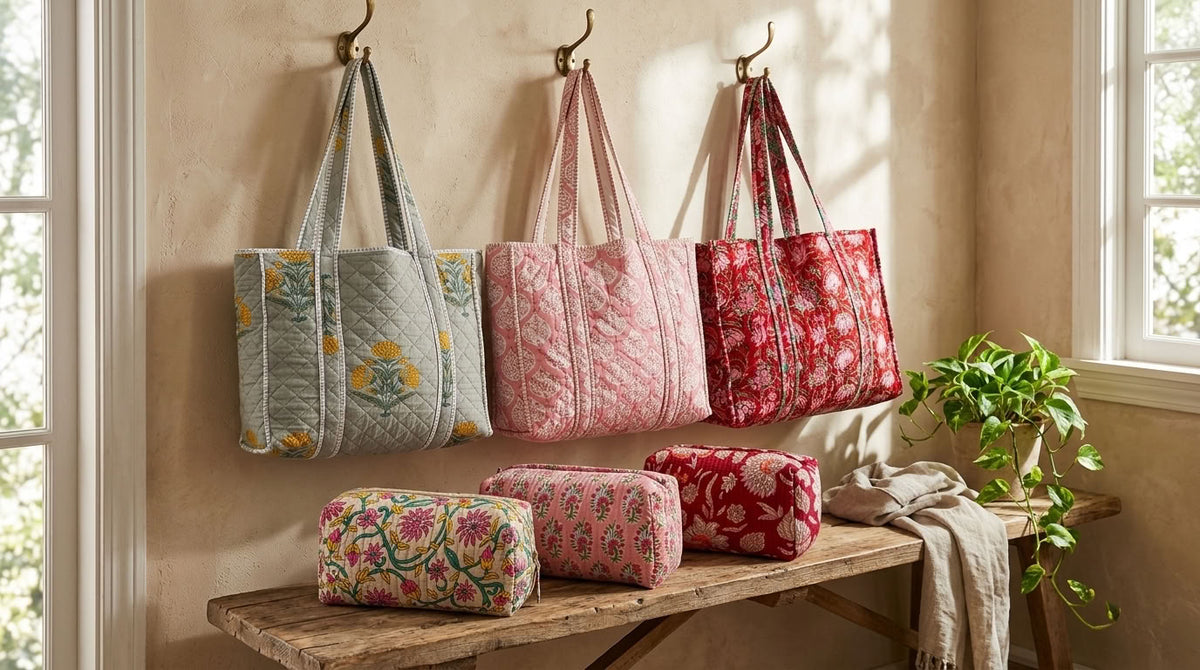 The Mélange - Hand-block Printed Quilted Cotton Tote