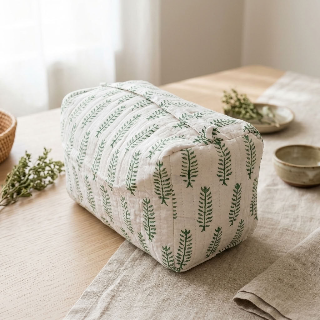 The Mélange - Hand-block Printed Quilted Makeup Bag | Cosmetic Pouch