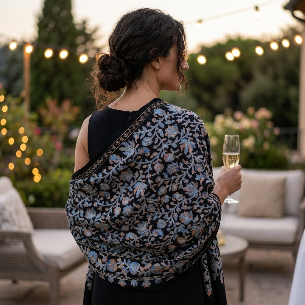 Heritage Nalki - Fine Cashmere Wool Shawl with Intricate Silk Embroidery