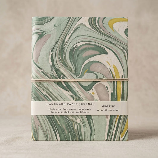 Sublime Sage - Marbled Cover, Handmade Journal & Notebook