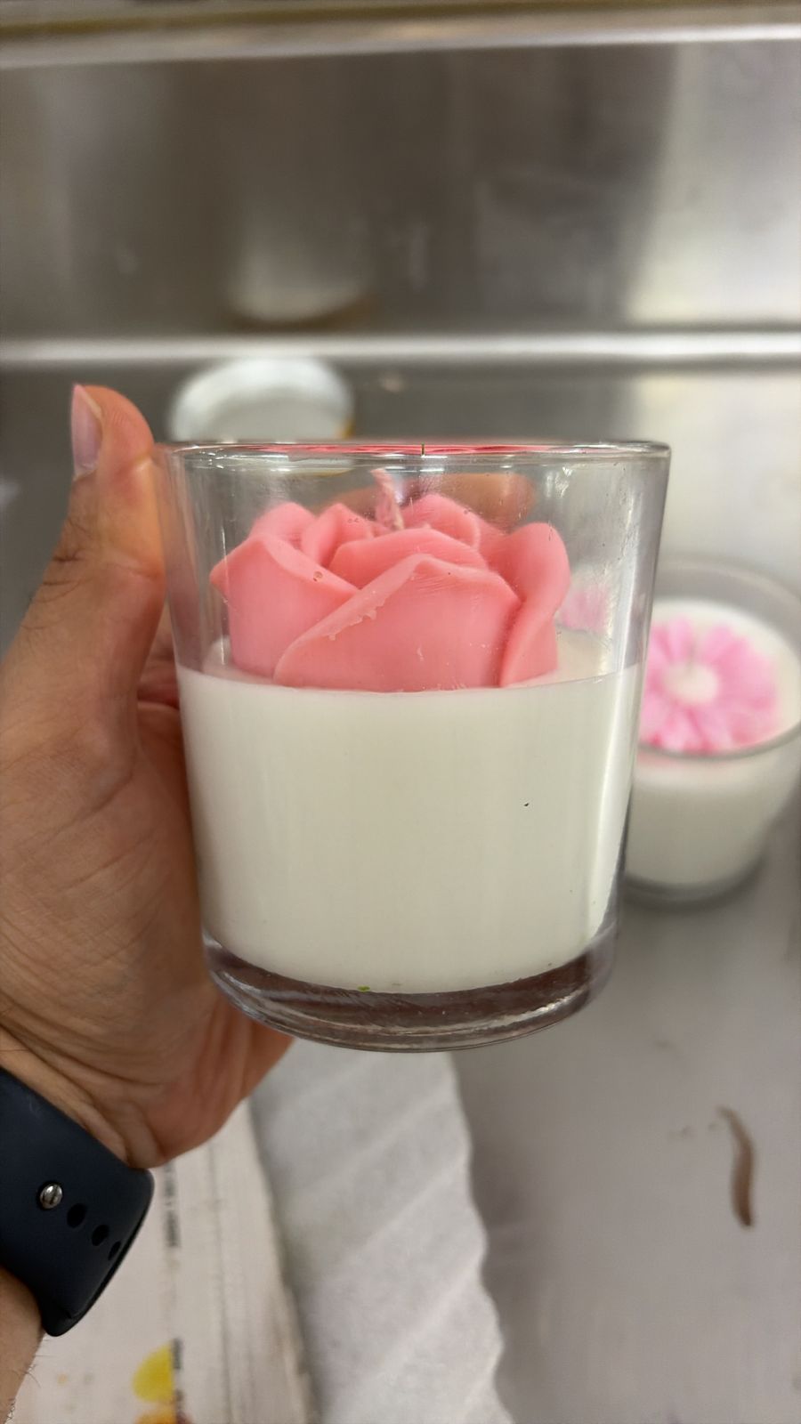 Mould Flower in Glass Jar with Wooden Lid, Scented Soy Wax Candles, 300g