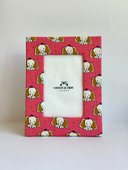 Cute Elefunz Pink - Kids' Photo Frame, Fabric & Recycled Paperboard