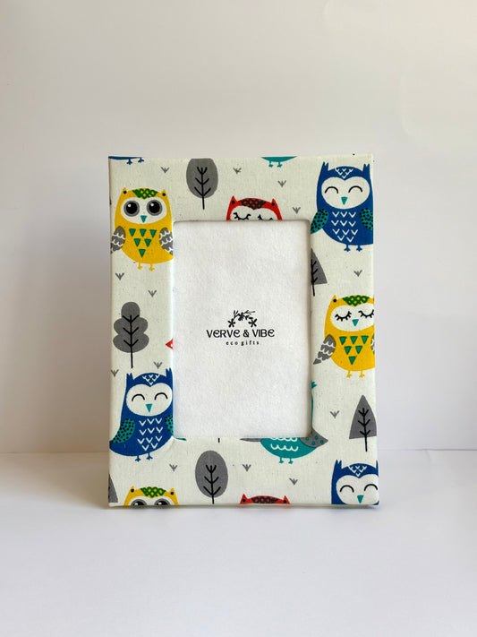 Hoot & Scribble - Kids' Photo Frame, Fabric & Recycled Paperboard