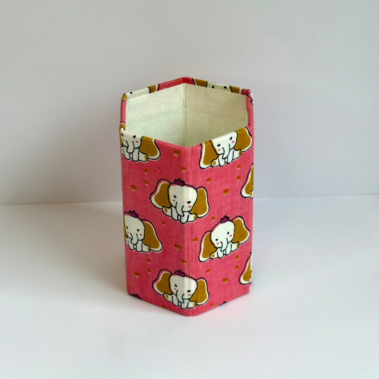 Cute Elefunz Pink - Kids' Collapsible Pen Holder, Fabric & Recycled Paperboard