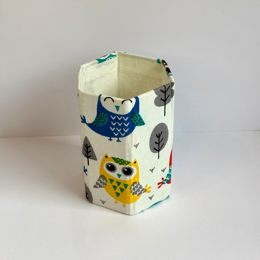 Hoot & Scribble - Kids' Collapsible Pen Holder, Fabric & Recycled Paperboard
